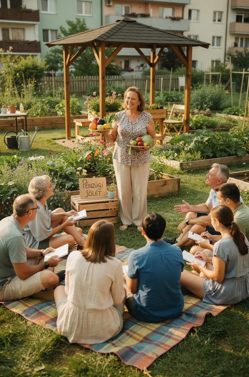 Személyes pénzügyi tanácsadás egy közösségi klubban, ahol könyveket és pénzügyi tervezőket kínálnak.
