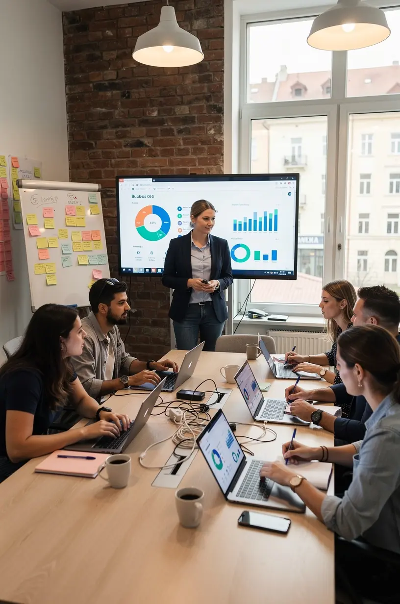 Olvasók figyelmesen tanulmányozzák a pénzügyi alapokkal foglalkozó blogot egy modern könyvtári térben.